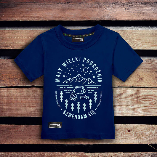 t-shirty dla chłopców Koszulka dla dziecka PODRÓŻNIK granatowa