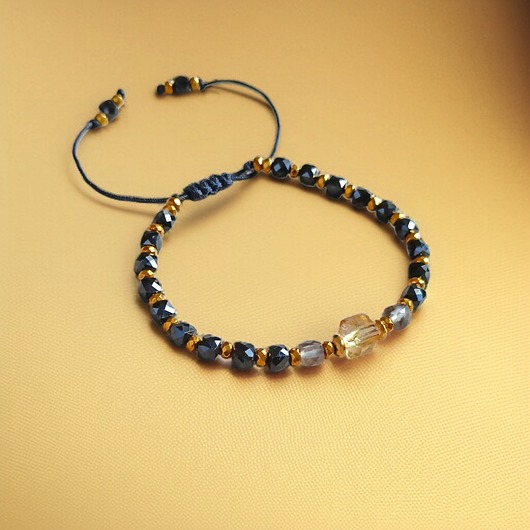 bransoletki z kamieni naturalnych DOBROBYT i OCHRONA - amulet - cytryn, kwarc dymny, TURMALIN: PREMIUM