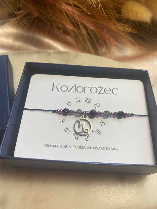 bransoletki na sznurku Bransoletka na jedwabnej nici kamienie naturalne Zodiak Koziorożec