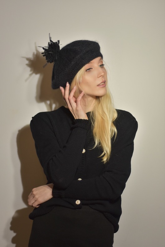 czapki damskie Beret z moheru