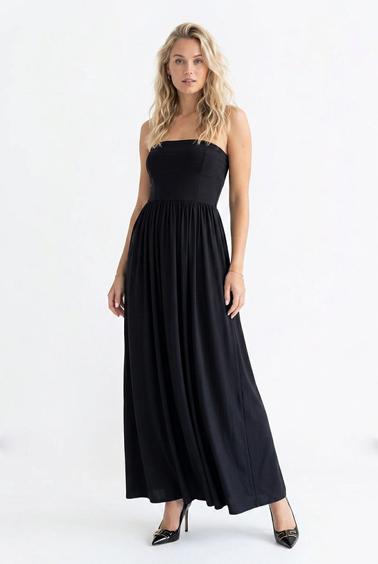 sukienki maxi damskie Elegancka sukienka koktajlowa maxi bez ramiączek - M1344