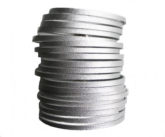 Bransoleta skórzana srebrna aluminium Mikashka