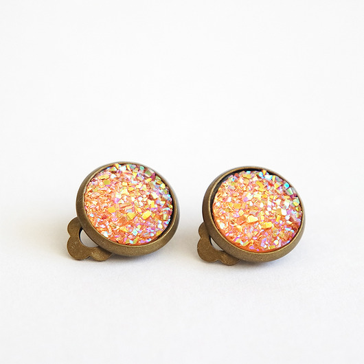 klipsy Klipsy - Druzy morelowe - małe, brąz
