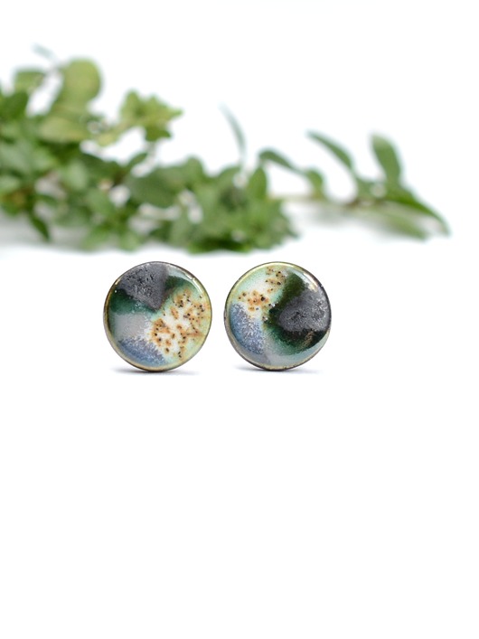 kolczyki ceramiczne Kolczyki krajobrazy-sztyfty ceramiczne