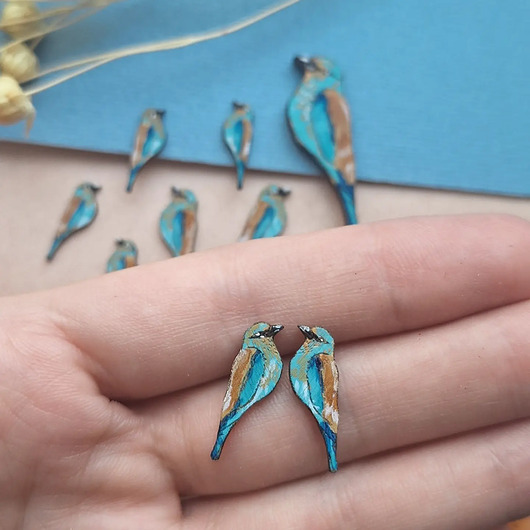 kolczyki drewniane Kraska malowana