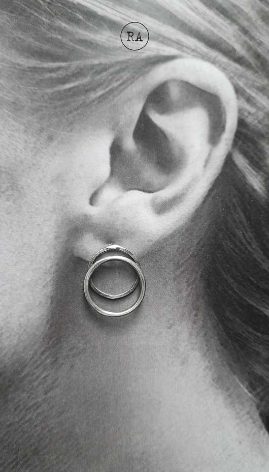 kolczyki srebrne ECLIPSE - kolczyki srebrne ręcznie kute oksydowane