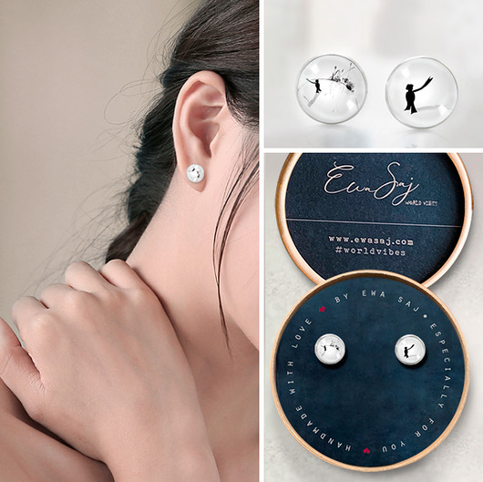 kolczyki szklane Mały Książę Little Planet - srebrne kolczyki