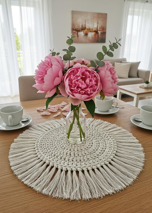 obrusy i serwetki Boho podkładka na stół z frędzlami ze sznurka Ps019