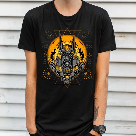 t-shirty męskie Koszulka organiczna z nadrukiem Głowa Anubisa