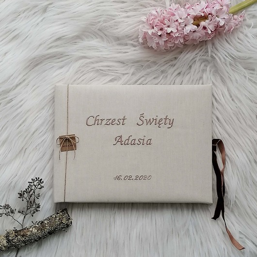 Mały, lniany album na Chrzest Święty Albumy ARHome