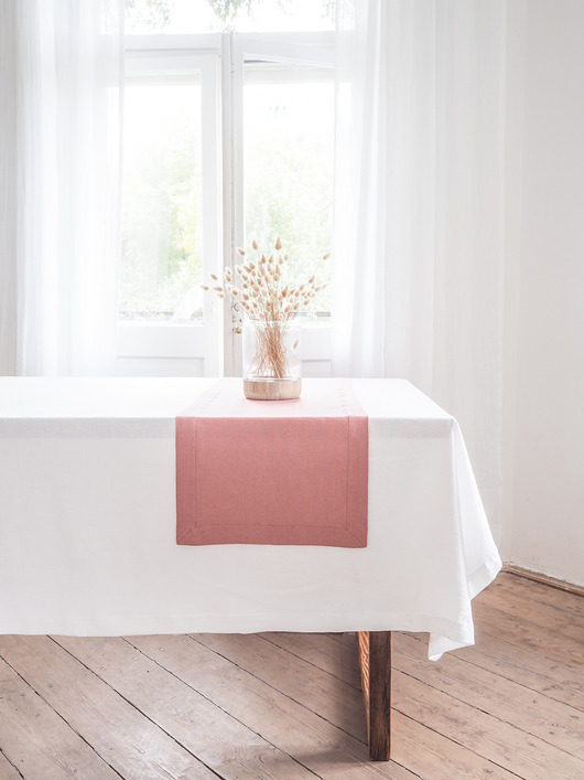 obrusy i serwetki Lniany Bieżnik Heavy Linen DUSTY PINK