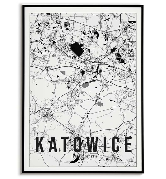 plakaty Plakat miasto POLSKA - KATOWICE 2  obraz MAPA