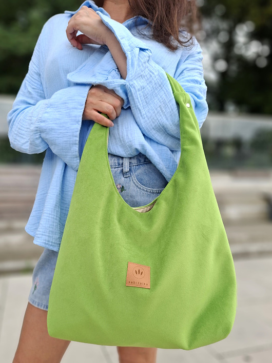 torby na ramię Welurowa torba Hobo Bonita Zielone Jabłuszko