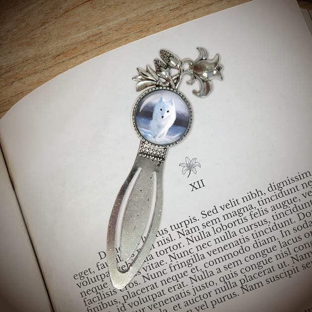 zakładki do książek Zakładka do książki - Biały lis - lilia