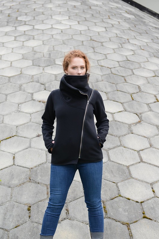 bluza bez kaptura damska Bluza damska,kurtka asymetryczna ze stójką