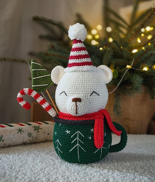 dekoracje świąteczne Niedźwiedź polarny w kubku, Dekoracja świąteczna, Prezent na święta