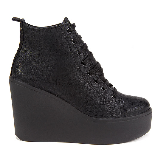 buty różne ALTERCORE Bird PU Black botki na koturnie