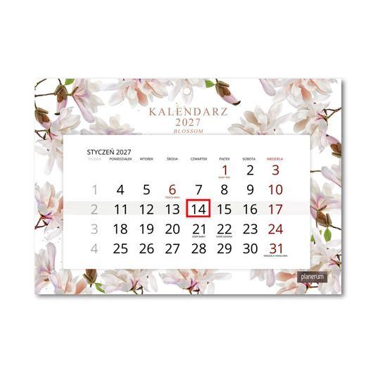 kalendarze i plannery Kalendarz Ścienny Pojedynczy 2027 Blossom A4