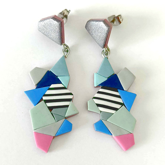 kolczyki z masy plastycznej Kolczyki Geometryczne Pastelowe