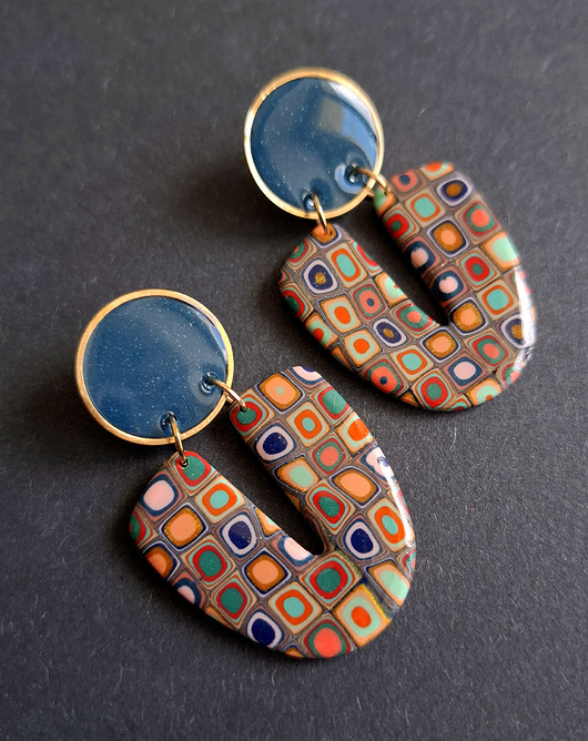 kolczyki z masy plastycznej Kolczyki letnie mozaiki no11