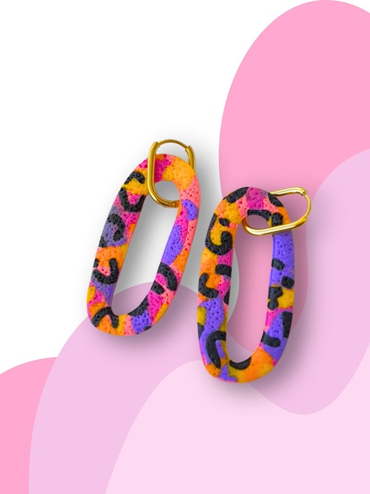 kolczyki z masy plastycznej Loopy kolczyki szalona PANTERKA