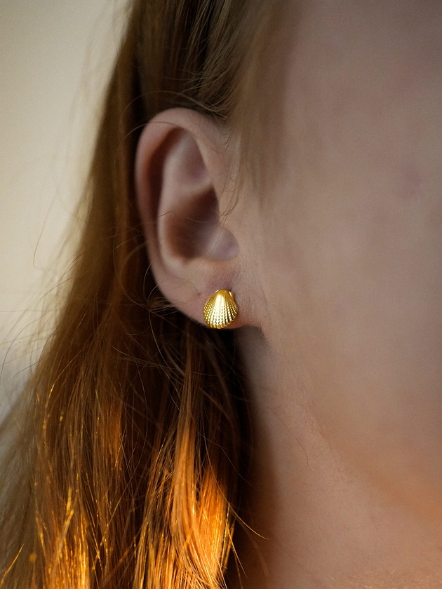 kolczyki pozłacane Kolczyki WAVE muszelki sztyfty srebro pozłacane