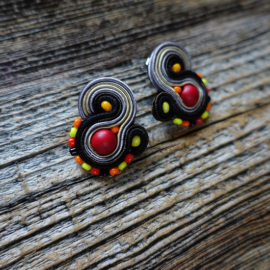 kolczyki soutache Autumn - etniczne kolczyki soutache