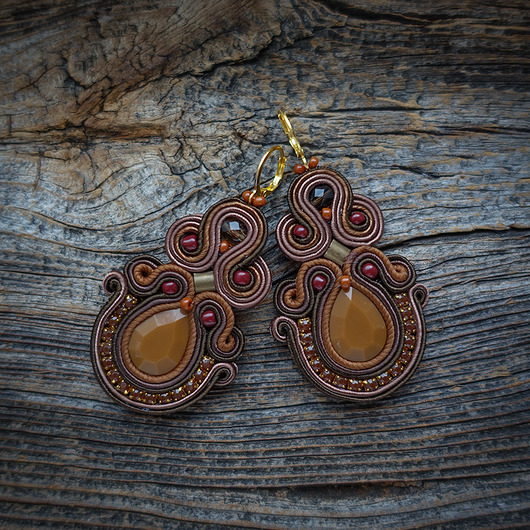kolczyki soutache Zamówienie Pani Agnieszki- czekoladowe kolczyki