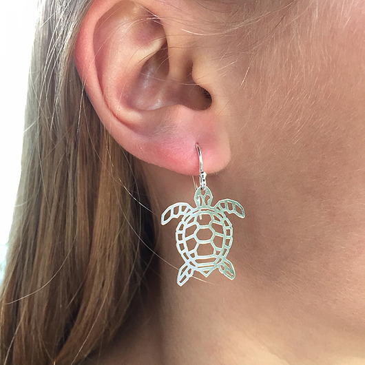 kolczyki srebrne Kolczyki srebrne z żółwiem, origami żółw