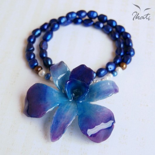 NIEBIESKA ORCHIDEA w perłach Ikati Jewellery