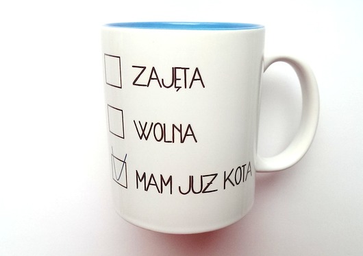 Kubek MAM JUŻ KOTA z błękitnym wnętrzem  FarrowDesign