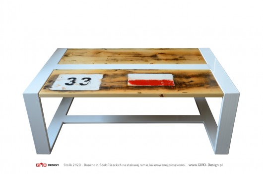 Stolik 2H2O 33, drewno z łodzi flisackich, GMO Design