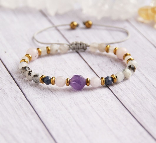 bransoletki z kamieni naturalnych RYBY - PREMIUM zodiac collection - SZAFIR, AMETYST