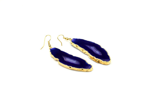 Earrings Plastry Agatu złoto Brazi Druse Jewelry