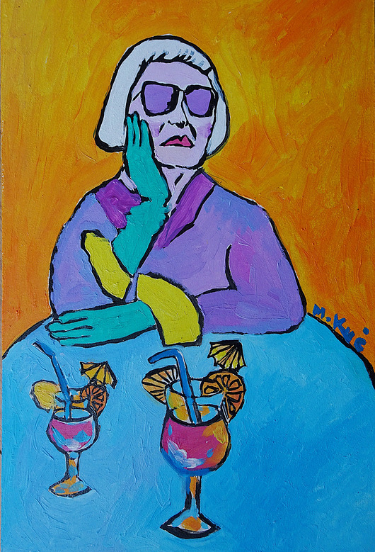 obrazy Obraz  fowizm dama babcia z kielichem