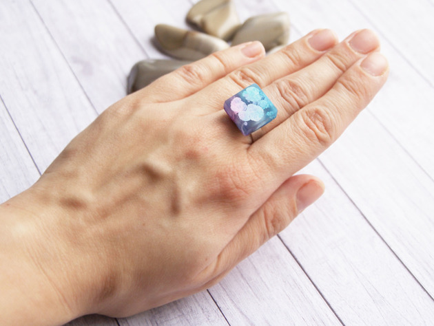 pierścionek z żywicy S A L E : UNIKATOWY pierścień z żywicy INKY colors