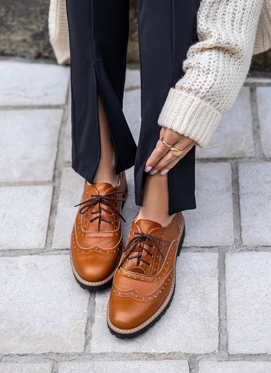 półbuty damskie SKÓRZANE PÓŁBUTY ZAPATO 258 RUDY RETRO