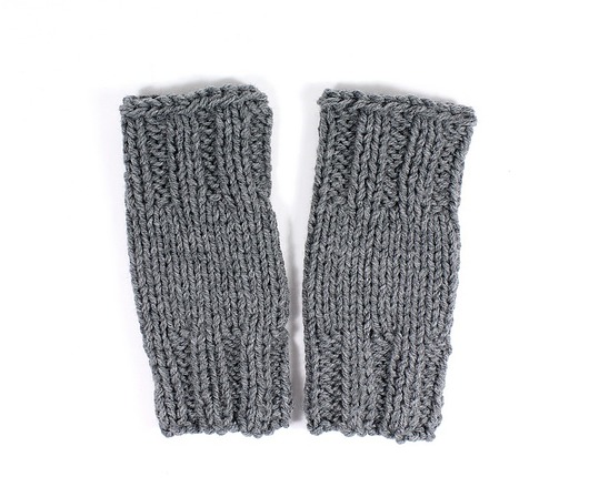 mitenki robione na drutach unisex ciemnoszare RękaProduction