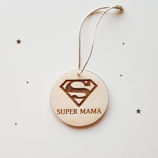 Drewniana zawieszka SUPER MAMA Dream Woods