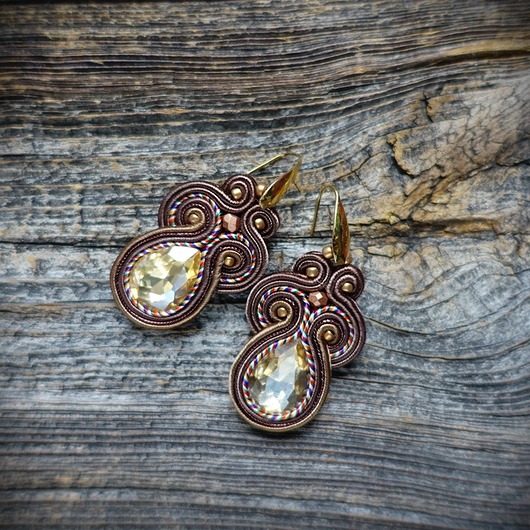kolczyki soutache Brązowe kolczyki soutache