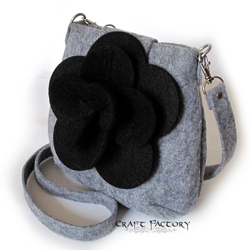 Lotus Blossom Grey/Black - torebka na ramię Craft Factory