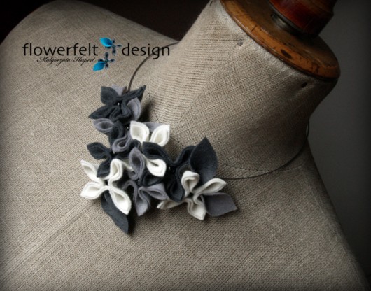 Ecru with Grey  FlowerFelt Design