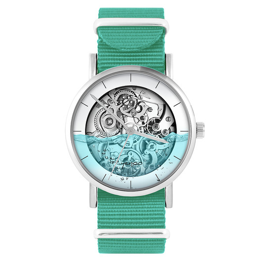 zegarki unisex Zegarek - Steampunk wodny - turkusowy, nylonowy