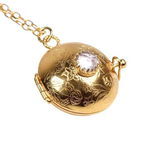 złote naszyjniki Złoty Sekretnik z kwarcem różowym