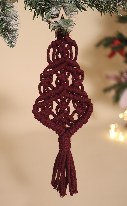 dekoracje świąteczne Ozdoba Bożonarodzeniowa - makramowa choinka