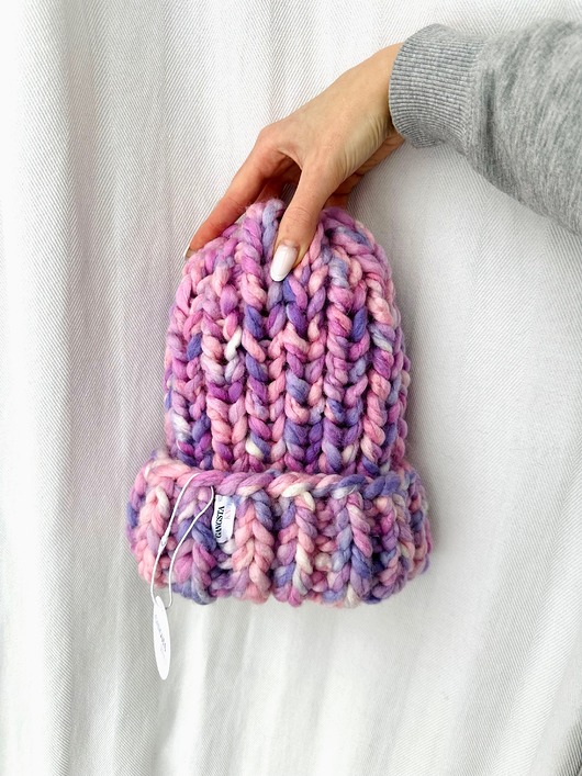 czapki damskie Gruba wełniana czapka beanie kolorowa ombre