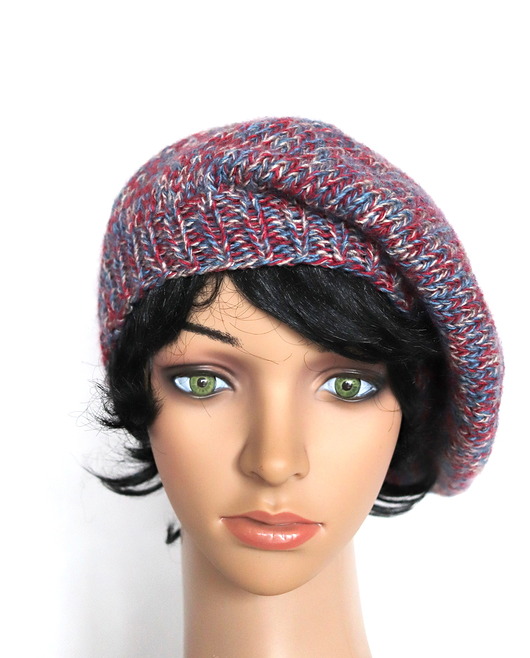 czapki damskie Monia - beret zrobiony na drutach