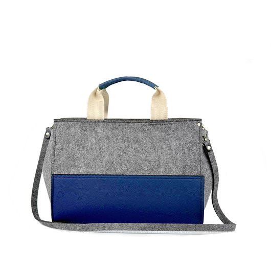 Szaro-granatowa filcowa torebka PlumpBag felt label