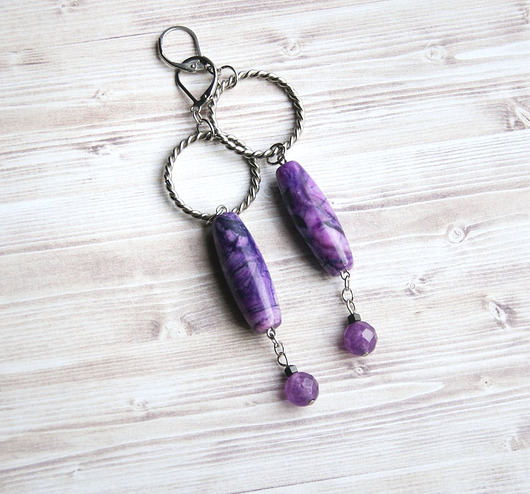 kolczyki - inne LUX. UNIKATOWE kolczyki :: agat & ametyst