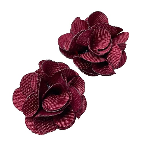 kolczyki - inne Materiałowe kolczyki z bordowymi kwiatami